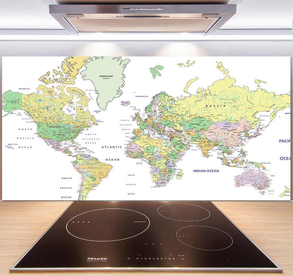 Cooker splashback world map