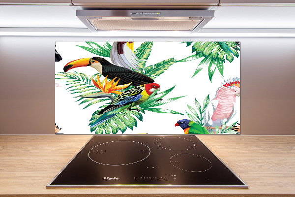 Glass splashback Tropical birds