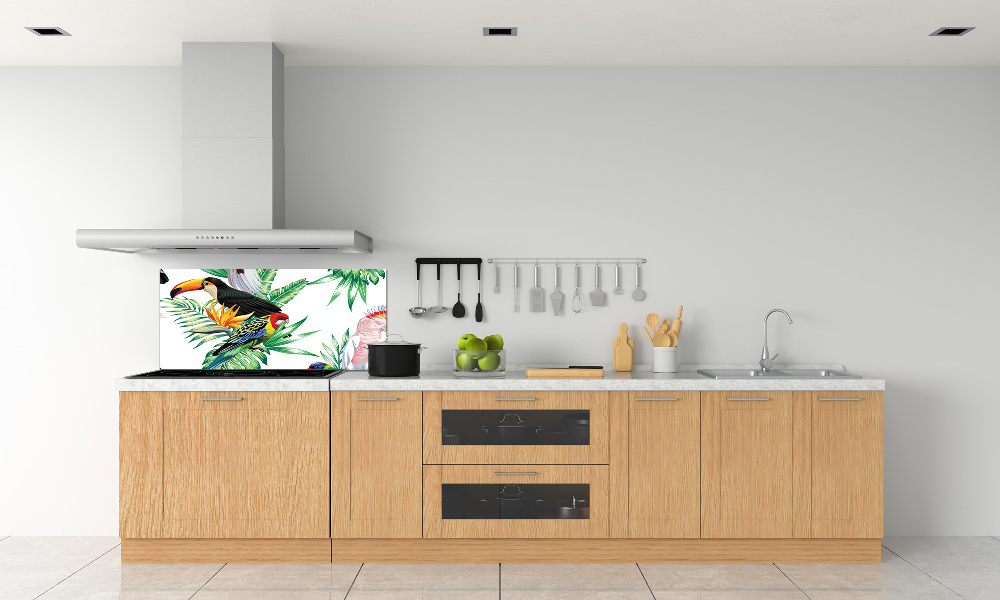 Glass splashback Tropical birds