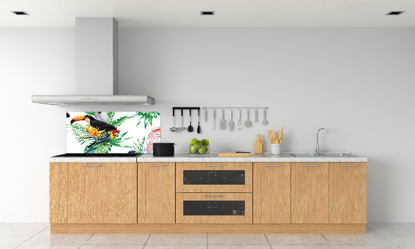 Glass splashback Tropical birds