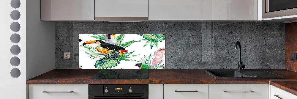 Glass splashback Tropical birds