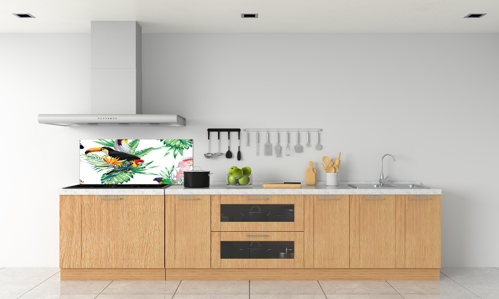 Glass splashback Tropical birds