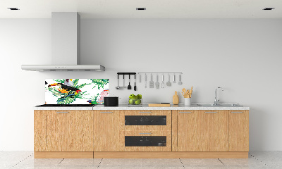 Glass splashback Tropical birds