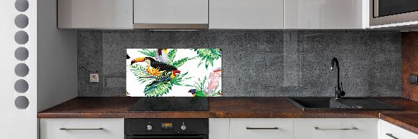 Glass splashback Tropical birds