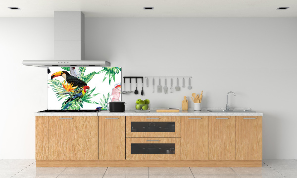 Glass splashback Tropical birds