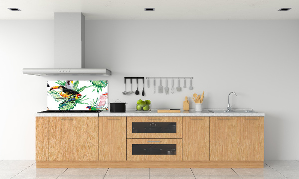 Glass splashback Tropical birds