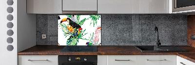 Glass splashback Tropical birds