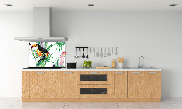 Glass splashback Tropical birds