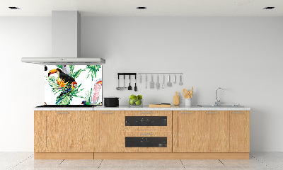 Glass splashback Tropical birds