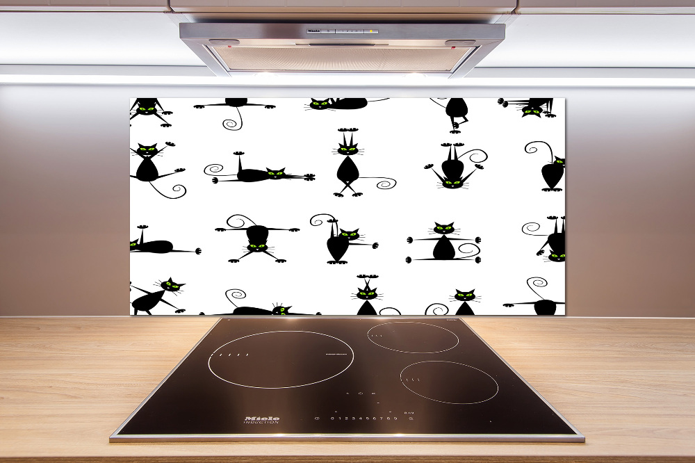 Glass splashback Cats illustration