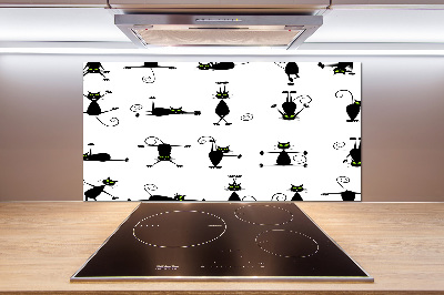 Glass splashback Cats illustration