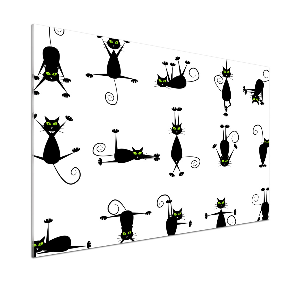 Glass splashback Cats illustration