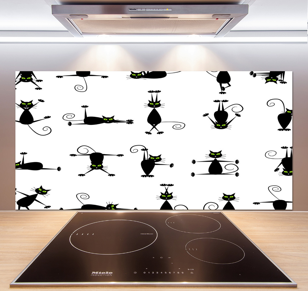 Glass splashback Cats illustration