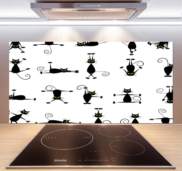 Glass splashback Cats illustration