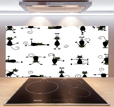 Glass splashback Cats illustration