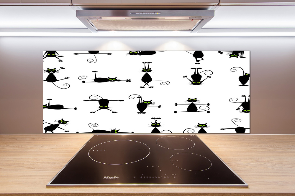 Glass splashback Cats illustration