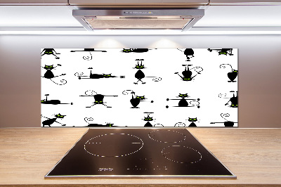 Glass splashback Cats illustration