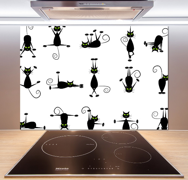 Glass splashback Cats illustration