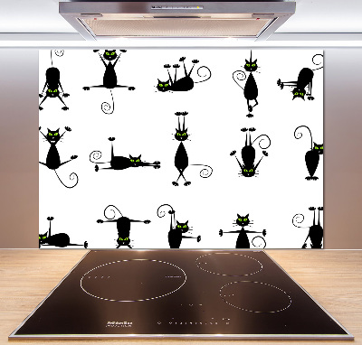 Glass splashback Cats illustration