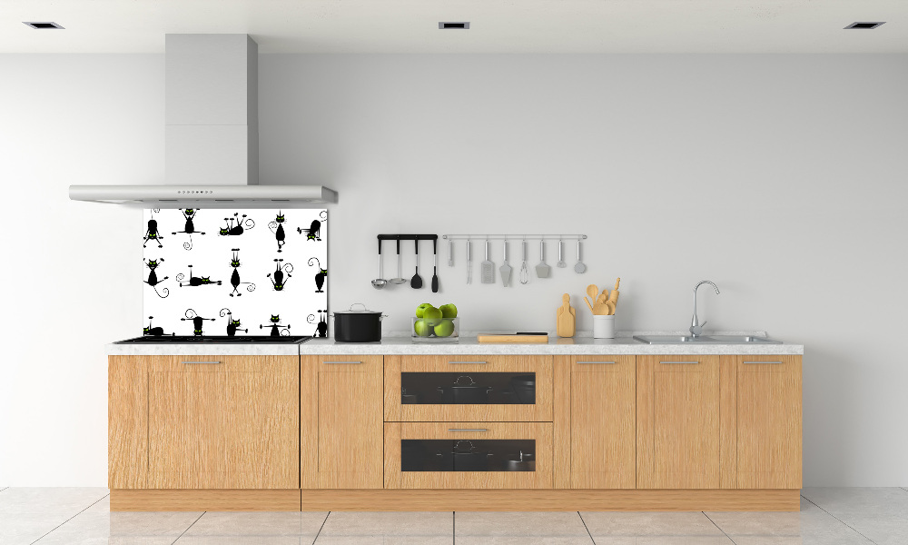 Glass splashback Cats illustration