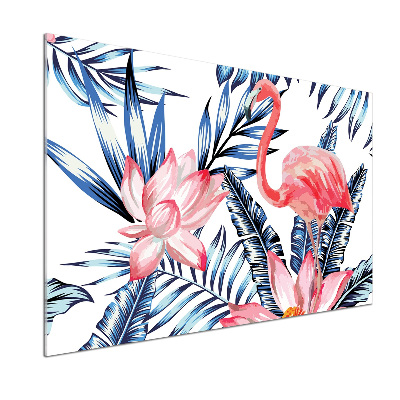 Kitchen splashback panel Flamingos and plants