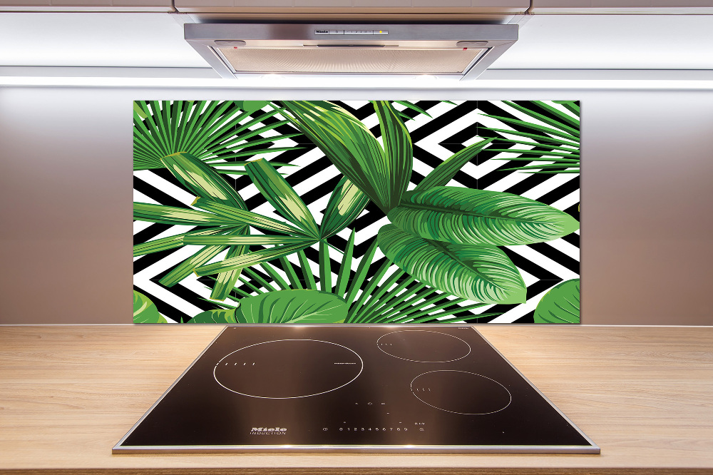 Kitchen splashback panel Tropical leaves