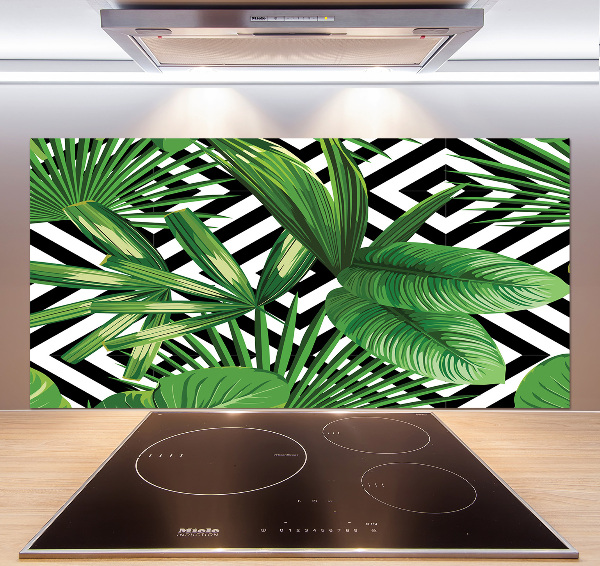 Kitchen splashback panel Tropical leaves