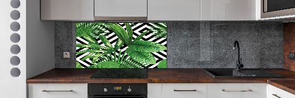 Kitchen splashback panel Tropical leaves