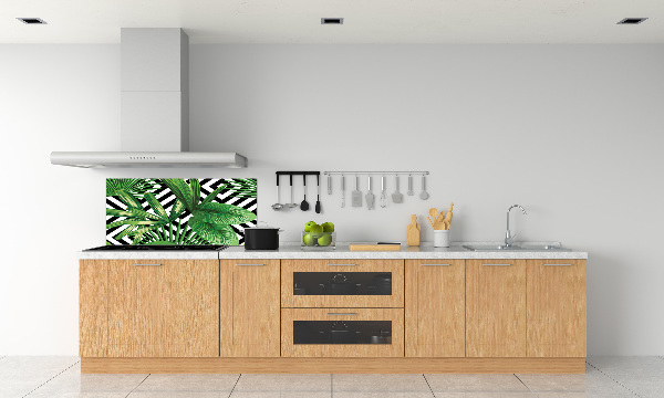 Kitchen splashback panel Tropical leaves