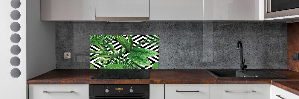 Kitchen splashback panel Tropical leaves