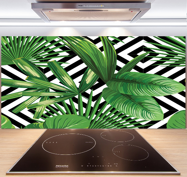 Kitchen splashback panel Tropical leaves