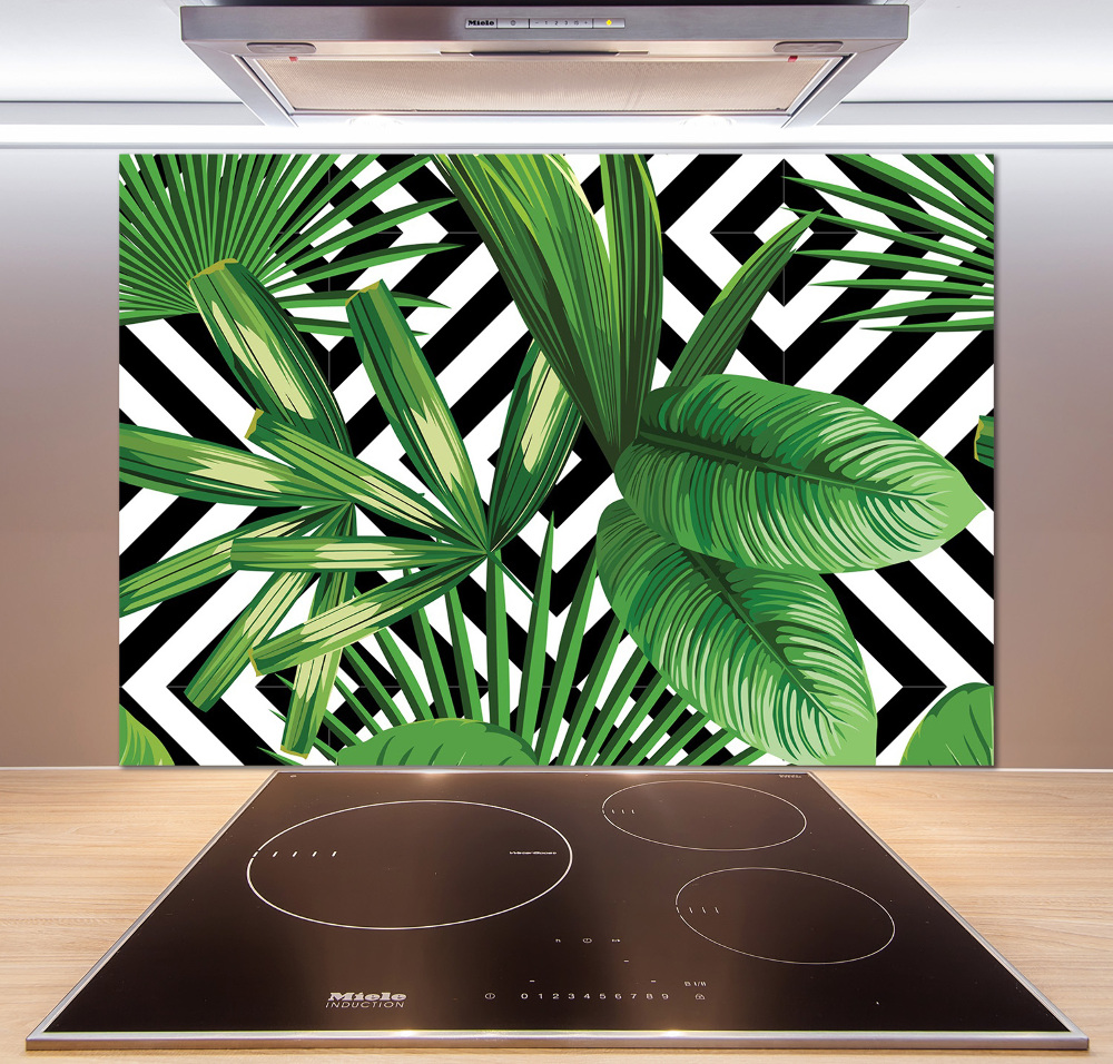 Kitchen splashback panel Tropical leaves