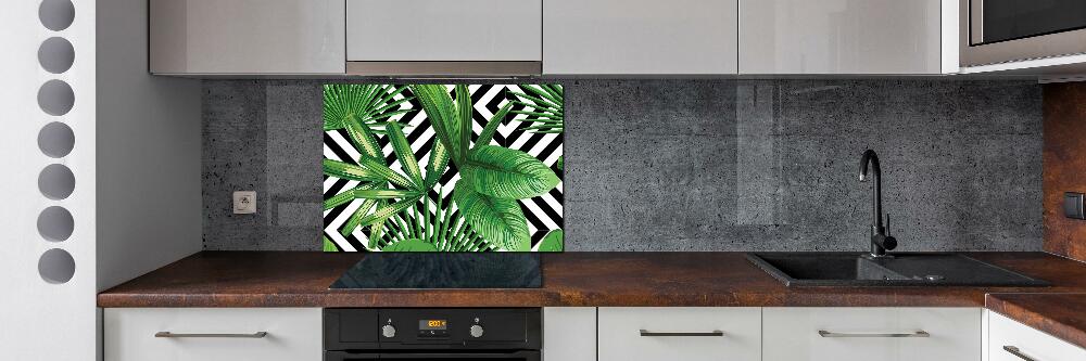 Kitchen splashback panel Tropical leaves