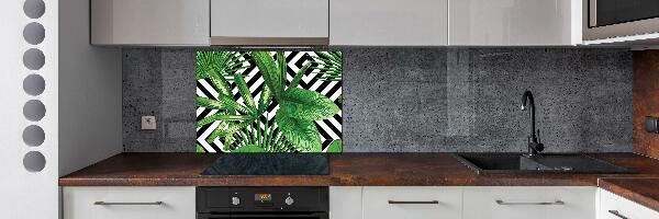 Kitchen splashback panel Tropical leaves