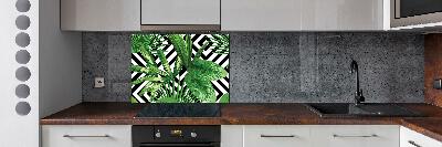 Kitchen splashback panel Tropical leaves