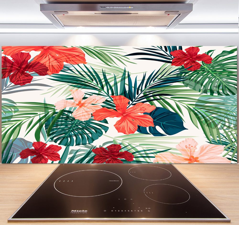 Kitchen splashback Tropical flowers