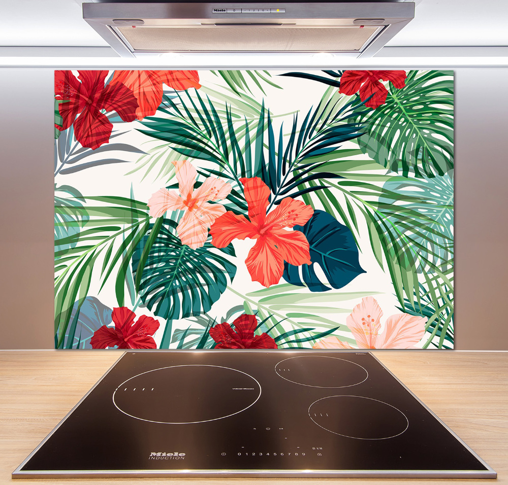 Kitchen splashback Tropical flowers