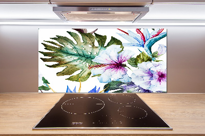 Kitchen splashback Hawaiian flowers