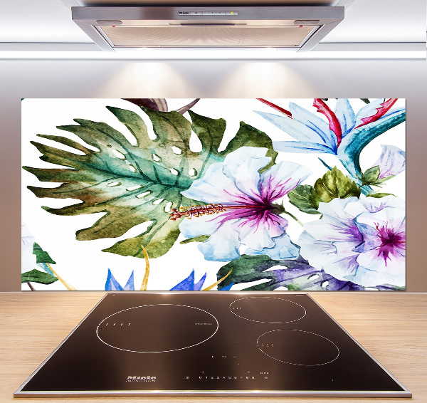 Kitchen splashback Hawaiian flowers