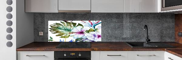 Kitchen splashback Hawaiian flowers