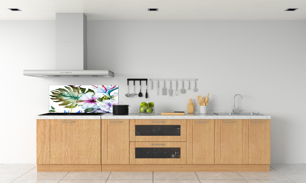 Kitchen splashback Hawaiian flowers