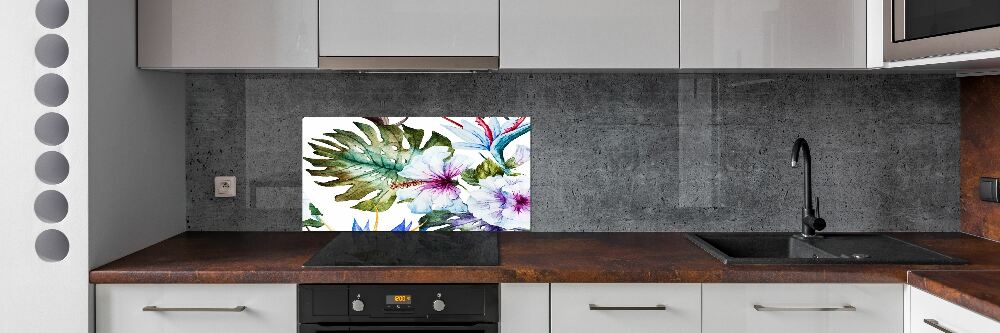 Kitchen splashback Hawaiian flowers