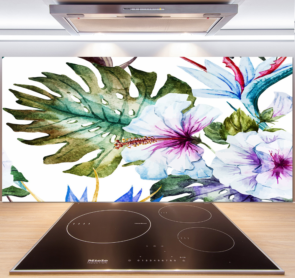 Kitchen splashback Hawaiian flowers