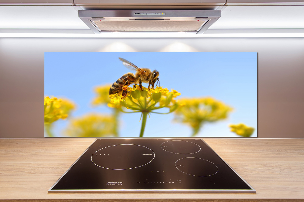 Cooker splashback Bee on a flower