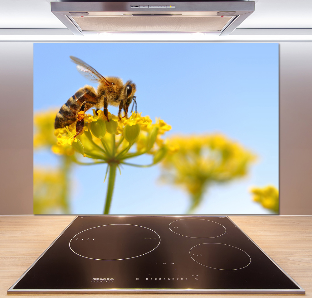 Cooker splashback Bee on a flower