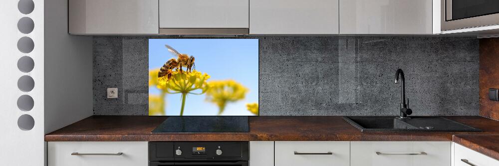 Cooker splashback Bee on a flower