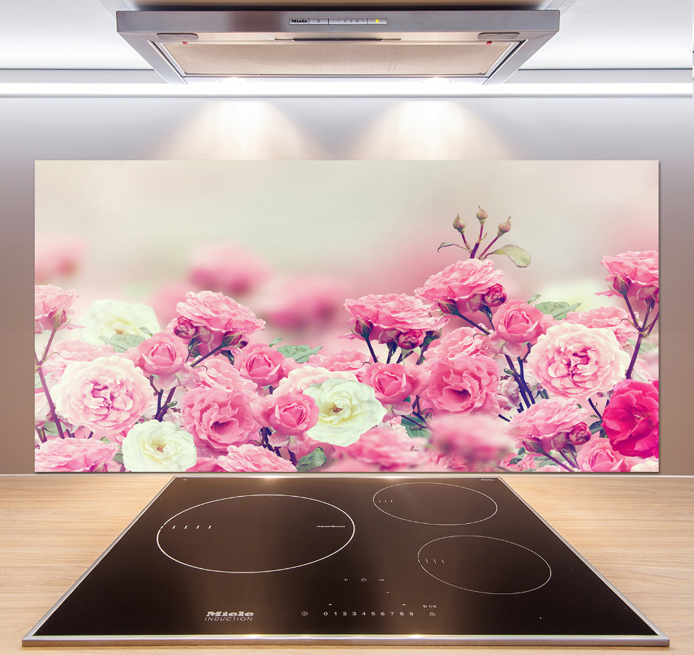 Kitchen wall panels Wild rose flowers