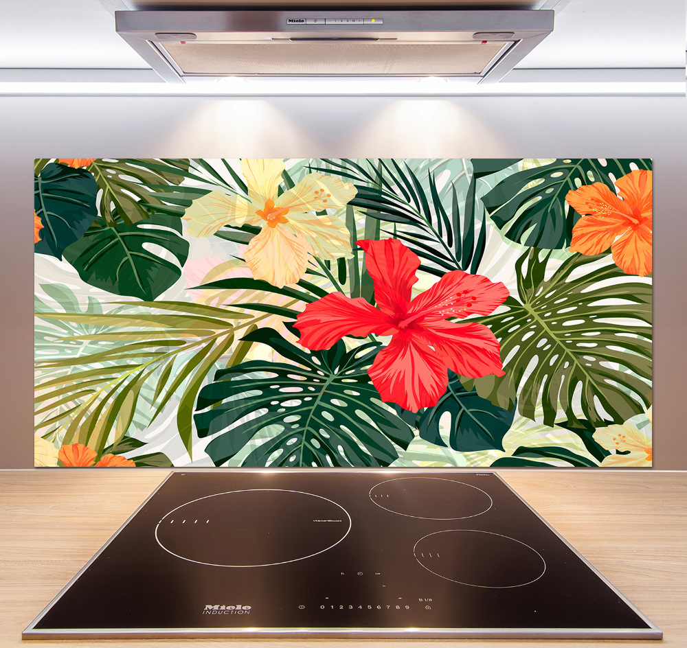 Kitchen splashback Hawaiian flowers