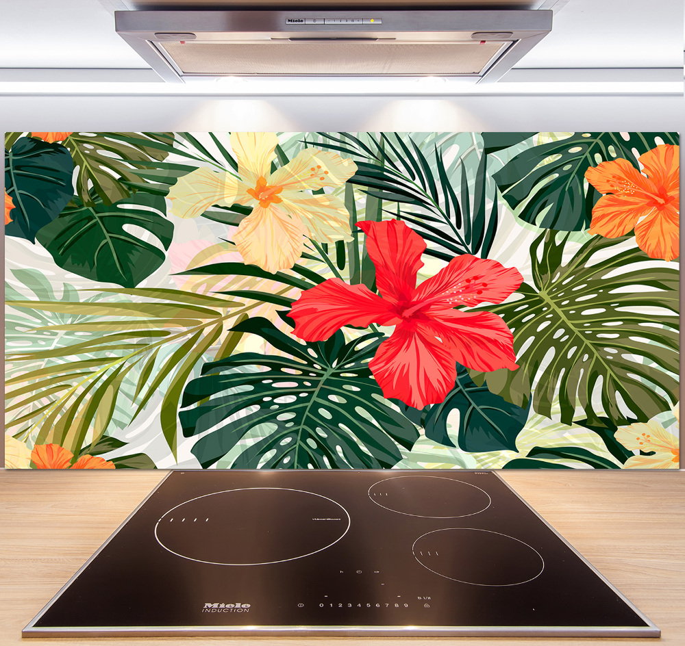 Kitchen splashback Hawaiian flowers