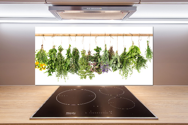 Cooker splashback Herbs on a string